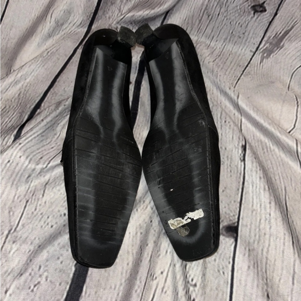 Stuart Weitzman Black Suede Kitten Heel Square Toe Pumps Made In Spain Sz 10M - Picture 6 of 6
